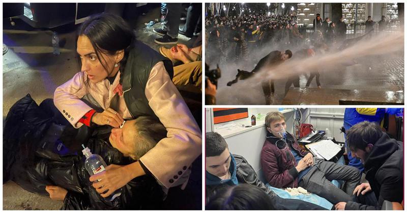 უმძიმესი კადრები აქციიდან, სადაც წყლის ჭავლი და ცრემლსადენი გაზი გამოიყენეს - "ექიმებო, აქციაზე ვინც ხართ... დახმარება გვჭირდება" (ფოტო, ვიდეო)