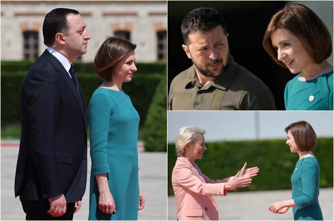 ღარიბაშვილი, მაკრონი, სანდუ, ზელენსკი და სხვანი ევროპული პოლიტიკური გაერთიანების მეორე სამიტზე - ფოტოები კიშინეუდან