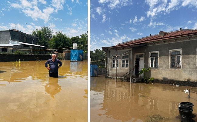 "2010 წლიდან არ გაწმენდილა სანიაღვრე არხები და ვერ გაატარა ჭარბი წყალი" - დატბორილი სახლები, ეზოები, ვენახები და პარალიზებული ქუჩები: კახეთში სტიქიას ებრძვიან (ფოტოები)