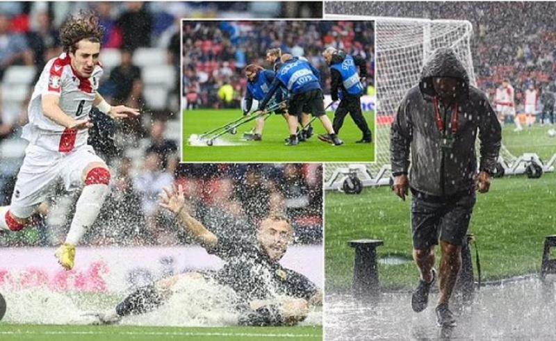 "ბიბლიური წვიმა" გლაზგოში და მოედნის თანამშრომლები საწმენდი ჯოხებით - რას წერს მედია და როგორ ეხმიანებიან შოტლანდიელები სიურეალისტურ მატჩს