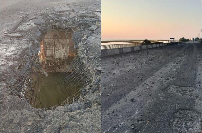 ვრცელდება ინფორმაცია, რომ უკრაინის არმიამ რუსეთის მიერ ანექსირებული ყირიმსა და ხერსონის ოლქის დამაკავშირებელ ხიდს დაარტყა (ფოტო, ვიდეო)