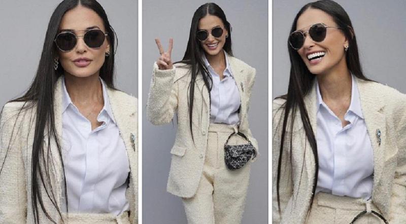 60 წლის დემი მური თინეიჯერი გოგონას ვიზუალით - მსახიობის ფოტოები პარიზის მოდის კვირეულიდან