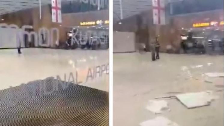 ძლიერი წვიმის შედეგად, ქუთაისის აეროპორტი დაიტბორა და ჭერი დაზიანდა, გადაიდო ფრენები - როგორია ვითარება ადგილზე (ვიდეო)