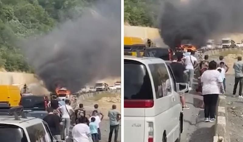 რიკოთზე ავტომობილს ცეცხლი გაუჩნდა - რა ხდება ამ დროისთვის ადგილზე (ვიდეო)