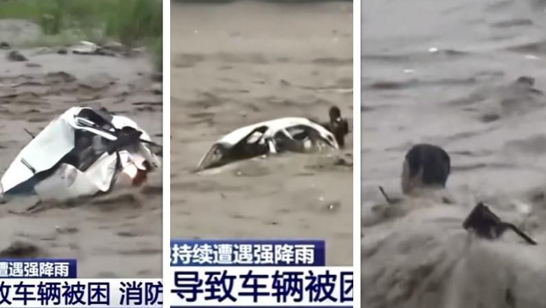 ადიდებულმა მდინარემ ავტომობილი გაიტაცა, მანქანაში იმ დროს მამაკაცი იმყოფებოდა - მოქალაქის გადარჩენის ემოციური კადრები ჩინეთიდან (ვიდეო)