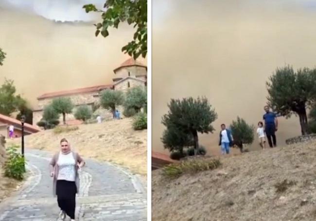 შიომღვიმის მონასტერთან კლდე ჩამოიშალა (ვიდეო)