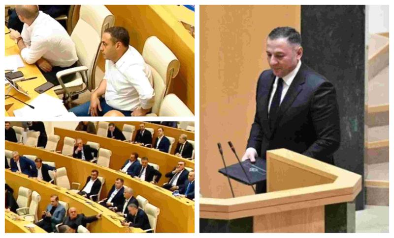 "ვაშაძე გაილახება" - ხმაური პარლამენტში, გომელაურის გამოსვლისას: შს მინისტრის მისამართით ნათქვამმა რეპლიკებმა "ოცნების" დეპუტატები გააღიზიანა