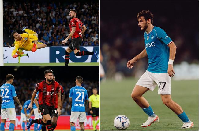 ხვიჩას უშედეგო ბრძოლა და ჟირუს 2 გოლი - "ნაპოლი" პირველი ტაიმის შემდეგ "მილანთან" მარცხდება