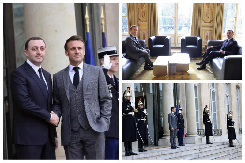 ირაკლი ღარიბაშვილი ემანუელ მაკრონს შეხვდა - ფოტოები ელისეს სასახლიდან