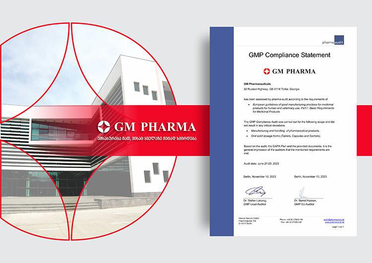 ფარმაცევტულმა კომპანია GM PHARMA-მ წარმატებით გაიარა EU GMP-ის სტანდარტების შესაბამისობის საერთაშორისო აუდიტი