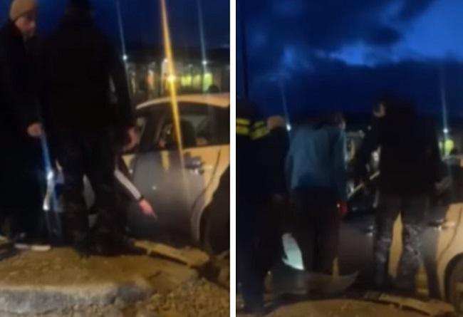 თბილისში, წერეთლის გამზირზე ავტომობილი ორმოში ჩავარდა