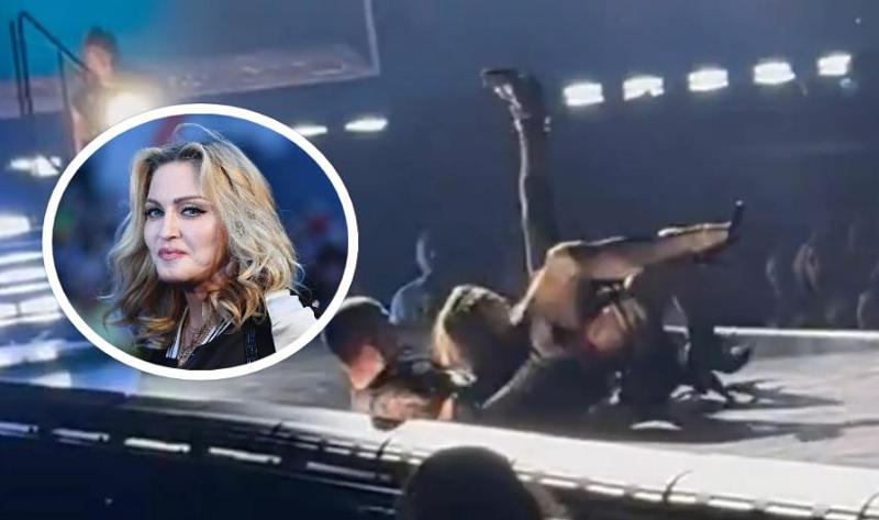 სკამი აყირავდა და მადონა სცენაზე წაიქცა - უხერხული მომენტი პოპის დედოფლის კონცერტიდან (ვიდეო)