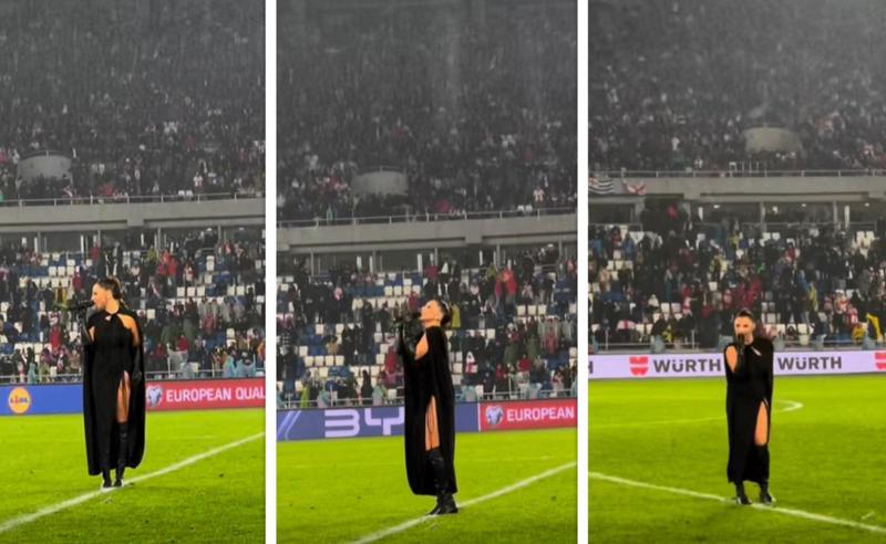 ნუცა ბუზალაძის გამოსვლა საქართველო-ლუქსემბურგის მატჩის ტაიმებს შორის - მომენტი, რომელიც ეთერში არ გასულა (ვიდეო)