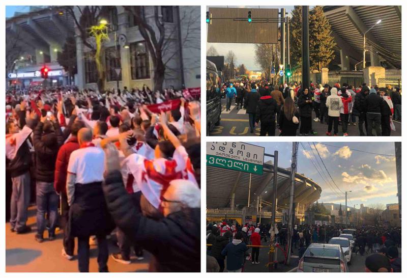 "დინამო არენას" მიმდებარე ტერიტორია უკვე გადაჭედილია: ქომაგების შესრულებული ჰიმნი და შეძახილები  - რა ხდება სტადიონთან, ისტორიული მატჩის დაწყებამდე?(ფოტო, ვიდეო)