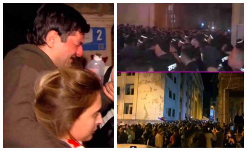 პარლამენტთან ვითარება უკიდურესად დაიძაბა - სამართალდამცავებმა ე.წ. წიწაკის სპრეი გამოიყენეს: კადრები ადგილიდან