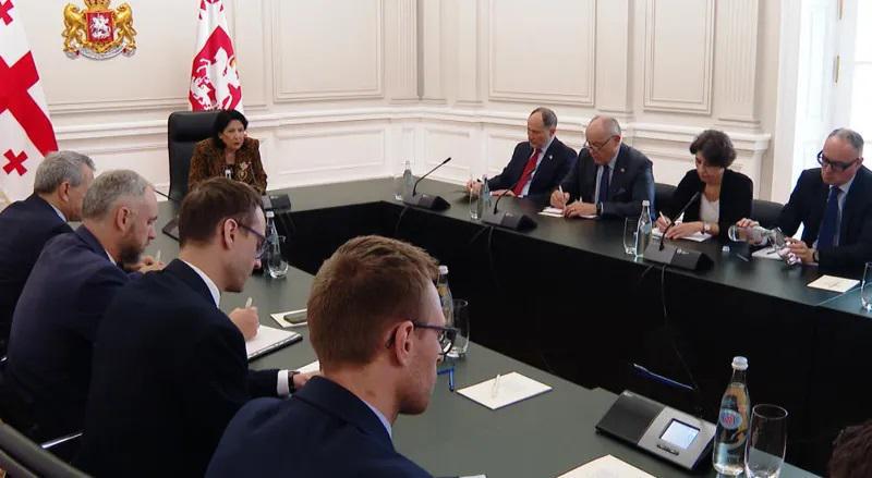 "თქვენი მხარდაჭერა მნიშვნელოვანია ქვეყნისათვის და განაგრძეთ ეს მხარდაჭერა" - სალომე ზურაბიშვილი ელჩებს შეხვდა