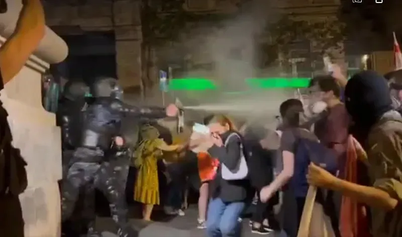 "ეს არის დარბევა" - ვიდეოკადრები პარლამენტის უკანა შესასვლელიდან, სადაც უკიდურესად დაძაბული ვითარებაა: პოლიციამ ე.წ. წიწაკის სპრეი რამდენჯერმე გამოიყენა