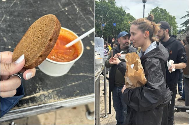 უკრაინელები პარლამენტის წინ მყოფ პროტესტანტებს ცხელი წვნიანით გაუმასპინძლდნენ