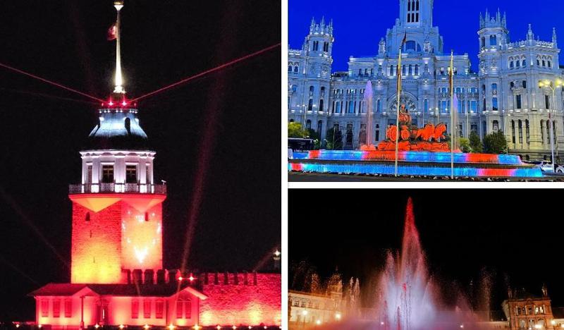 მსოფლიოს სხვადასხვა ქალაქში მთავარი ღირსშესანიშნაობები საქართველოს დროშის ფერებში - სად როგორ აღნიშნეს ჩვენი ქვეყნის დამოუკიდებლობის დღე (ფოტოები)