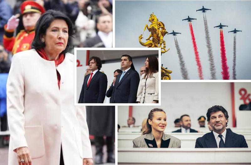 პოლიტიკოსები, მათი მეუღლეები, დიპლომატიური კორპუსის წარმომადგენლები - ფოტოებზე აღბეჭდილი დამოუკიდებლობის დღის ღონისძიება