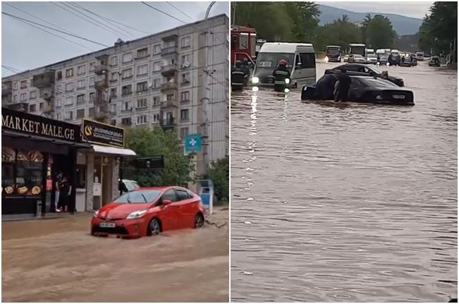 ძლიერი წვიმა ქუთაისში: მდინარე ოღასკურა კალაპოტიდან გადმოვიდა - დატბორილია ქუჩები (ფოტო/ვიდეო)