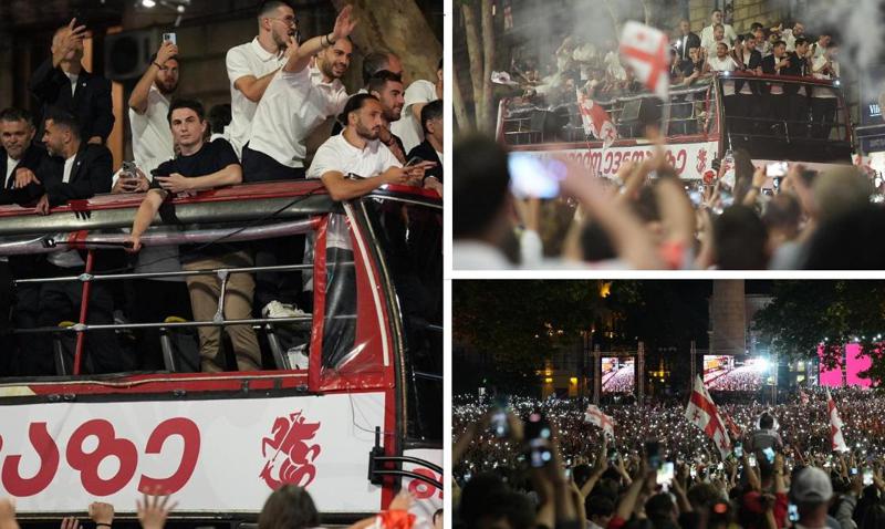 ზეიმი, ემოციების ზღვა, სიმღერა ფანებთან ერთად - რა ხდებოდა თავისუფლების მოედანზე ფეხბურთელებისა და გულშემატკივრის შეხვედრისას (ფოტო/ვიდეო)