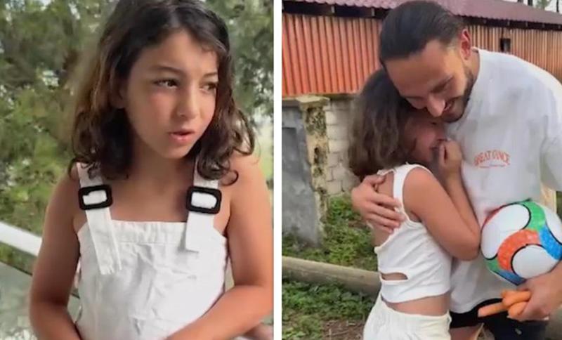 "რომ ჩავეხუტე, ცრემლები თავისით გადმომცვივდა" - რას ჰყვება 10 წლის გოგონა, რომელსაც ოცნება აუხდა და "ქოჩორას" ჩაეხუტა (ვიდეო)