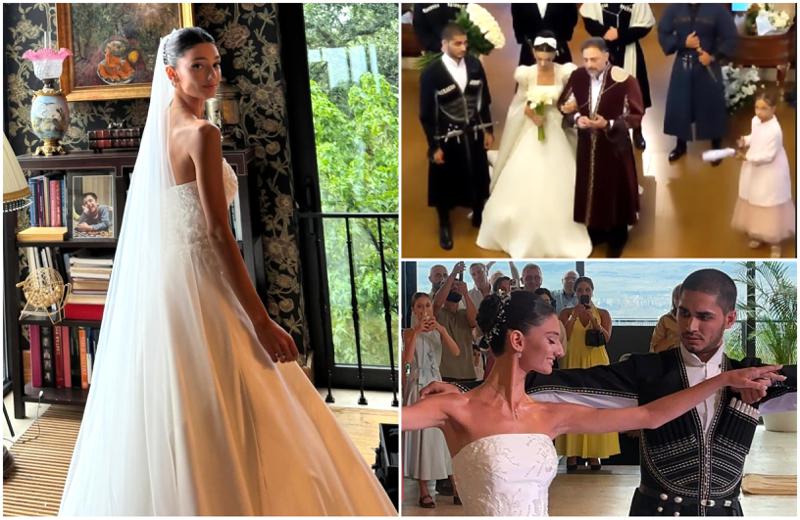 ლევან ვასაძის ქალიშვილის შთამბეჭდავი ქორწილი - პატარძლის ტრადიციული და თანამედროვე სამოსი, ულამაზესი "ქართული" და ვალსი მამასთან (ფოტო/ვიდეო)