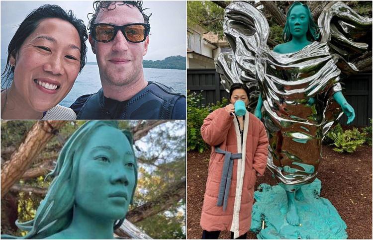 მარკ ცუკერბერგმა მეუღლის, პრისცილა ჩანის გიგანტური ქანდაკება დაამზადებინა, რომელშიც ის ქალღმერთად არის წარმოჩენილი