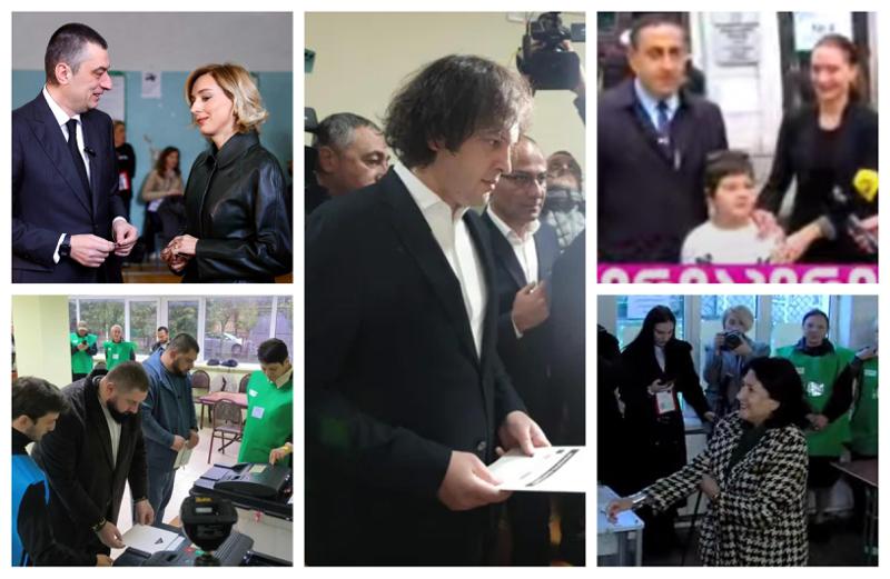 პირველი ფოტოები საარჩევნო უბნებიდან, სადაც ხმა პოლიტიკურმა ლიდერებმა მისცეს - ვინ ვისთან ერთად მივიდა და რა განცხადებები გააკეთეს ადგილზე