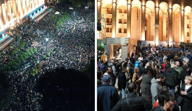 ფოტოები რუსთაველის გამზირიდან, სადაც საპროტესტო აქცია მიმდინარეობს