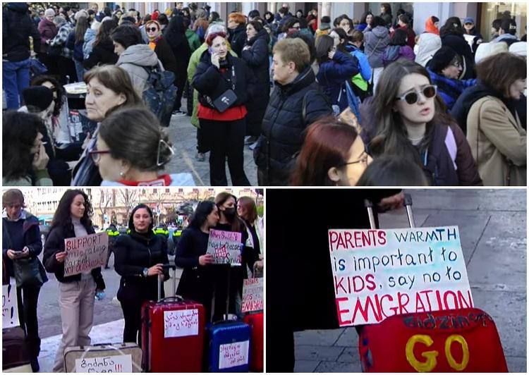 “საქართველო, მონატრებული დედის გარეშე”, “არა იძულებით ემიგრაციას” - თბილისში ქალთა მარში მიმდინარეობს, პროტესტის მონაწილეებმა ლეონიძის ქუჩა გადაკეტეს