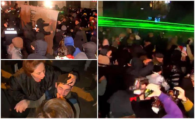 ვითარება ისევ დაიძაბა - მომიტინგეებმა პარლამენტის შენობასთან არსებული რკინის ჯებირი მოხსნეს, პოლიციამ ე.წ. წიწაკის სპრეი გამოიყენა: იყო დაპირისპირება