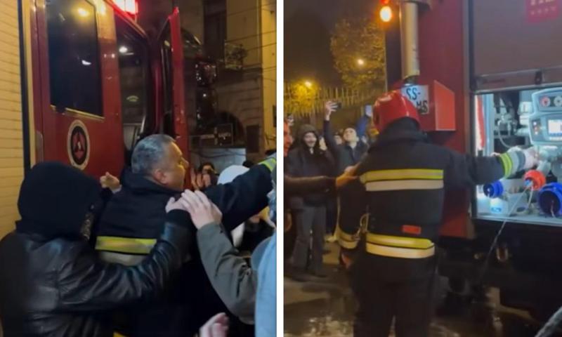 მოქალაქეების ტაში და ოვაციები - სახანძრო ბრიგადამ დაცალა წყალი, რომელიც არსებული ინფორმაციით, წყლის ჭავლის მანქანისთვის იყო განკუთვნილი (ვიდეო)