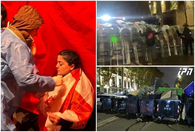 ერთი გოგონას პროტესტი, მედ-პუნქტი რუსთაველის გამზირზე და ბარიკადები ქუჩაში - უახლესი ცნობები აქციიდან, რომელიც რამდენიმე ლოკაციაზე გაიშალა