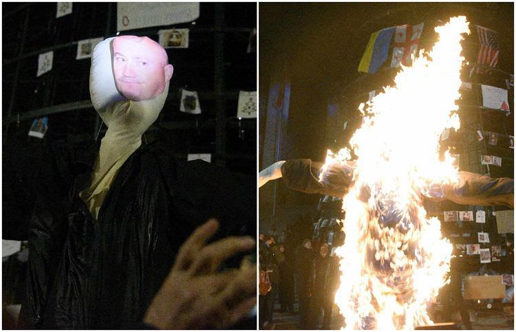 აქციის მონაწილეებმა პარლამენტის წინ ზვიად ხარაზიშვილის, იგივე, “ხარებას“ ფიტული მოიტანეს და დემონსტრაციულად დაწვეს (ვიდეო)