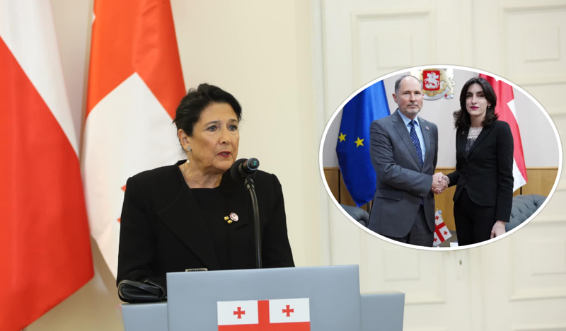 "ევროკავშირის ელჩსა და დე ფაქტო საგარეო საქმეთა მინისტრს შორის მიუღებელი ხელის ჩამორთმევა გავაპროტესტე" - რა დეტალებს ჰყვება პრეზიდენტი ელჩებთან შეხვედრაზე