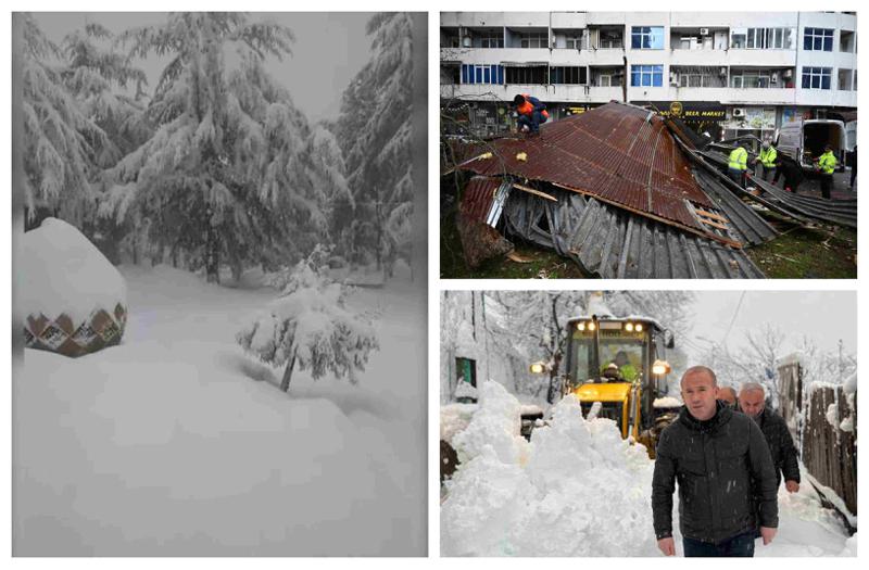 თოვლისგან ჩახერგილი გზები, შტორმი და ძლიერი ქარისგან დაზიანებული სახლები - ფოტოები რეგიონებიდან, სადაც უამინდობას ებრძვიან: სად რა ვითარებაა