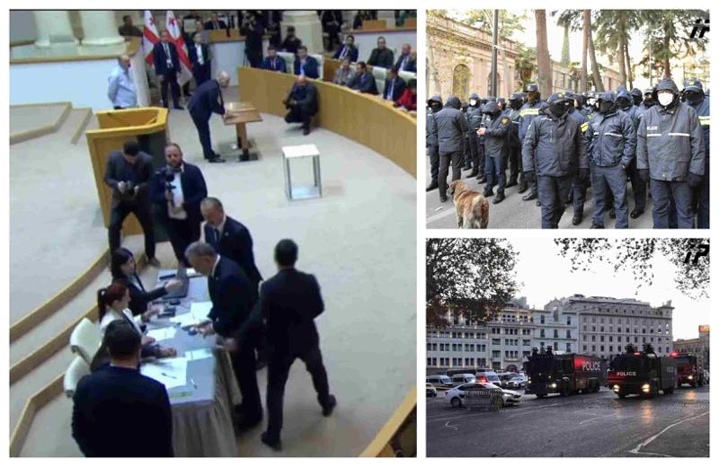 საქართველოს პარლამენტში პრეზიდენტის ასარჩევად კენჭისყრა დაიწყო - რა ვითარებაა ახლა საკანონმდებლო ორგანოში და მის გარეთ: ფოტოები