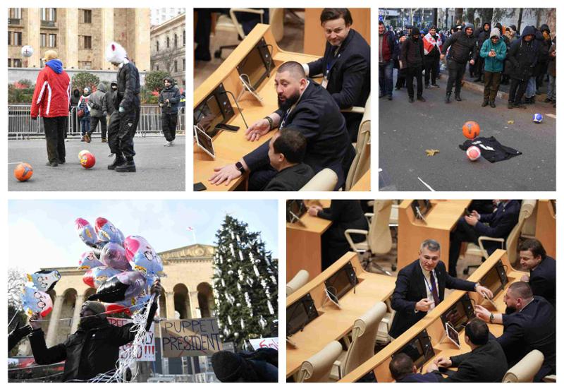 კენჭისყრა პარლამენტში და ფეხბურთი პარლამენტის გარეთ: რა ვითარებაში მიმდინარეობს საპრეზიდენტო არჩევნები - ფოტოები მოვლენების ეპიცენტრიდან