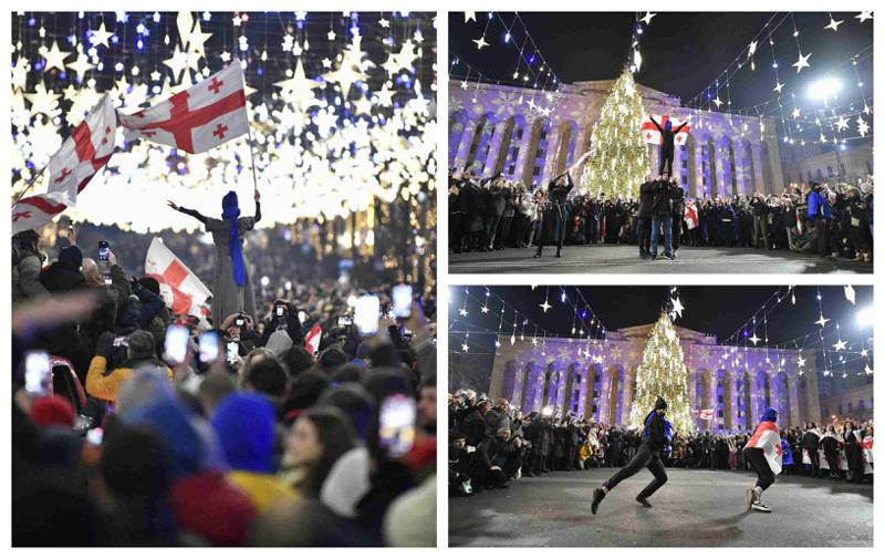 ხორუმით გადაკეტილი რუსთაველი გამზირი და ქართველი მოცეკვავეების პერფორმანსი პარლამენტთან - საყოველთაო პროტესტის 24-ე დღე ფოტოებში