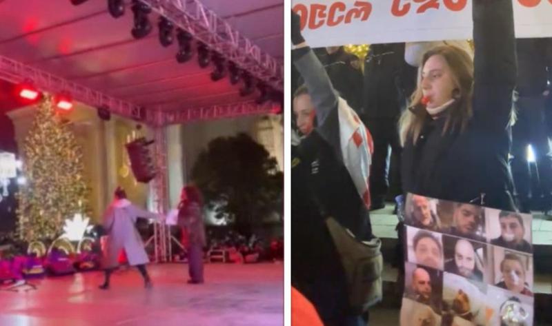 თაკო გაჩეჩილაძე მღეროდა, რა დროსაც მოქალაქე სცენაზე ავიდა და...  - რა ხდებოდა ქუთაისში საახალწლო კონცერტზე, რომელიც საპროტესტო აქციის ფონზე გაიმართა? (ვიდეო)