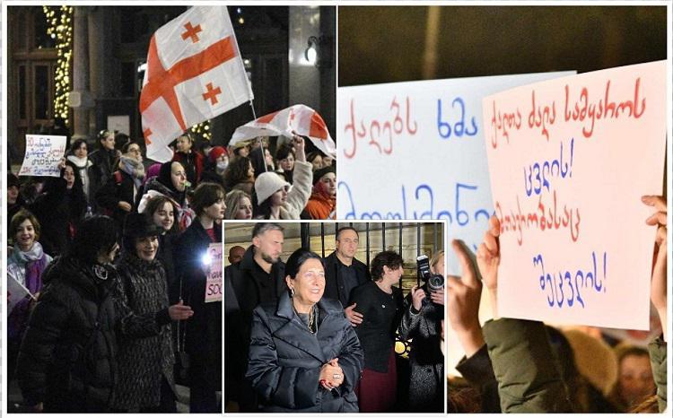 “ქალებს ხმა აქვთ, მოუსმინეთ!” - ორბელიანების სასახლესთან მისულ “ქალების მარშს” პრეზიდენტი მიესალმა (ფოტო/ვიდეო)