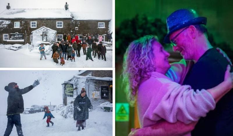 "ეს დღეები ოცნებაში ცხოვრებას ჰგავს" - დიდთოვლობის გამო ინგლისში, ერთ-ერთ პაბში 33 ადამიანი ჩარჩა: ერთობიან, ცეკვავენ და შინ დაბრუნება აღარც სურთ (ფოტოები)