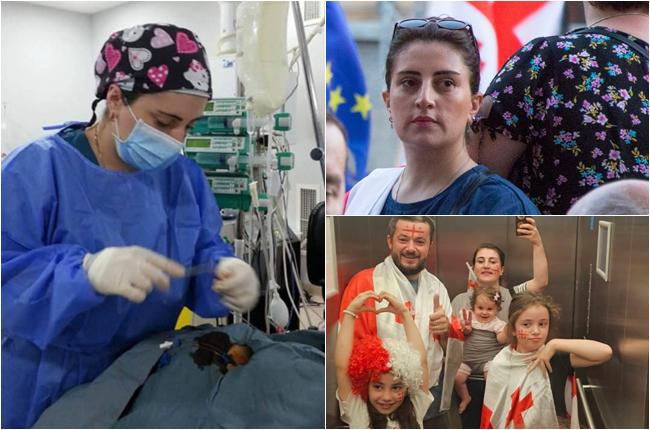 "ტრადიციებზე ლაპარაკობენ და თან  ქუჩებში ქალებს შეურაცხყოფენ, ვაჟკაცობაზე თავს დებენ და ბორკილებდადებულ ადამიანებს უმოწყალოდ სცემენ" - ქალი აქციიდან