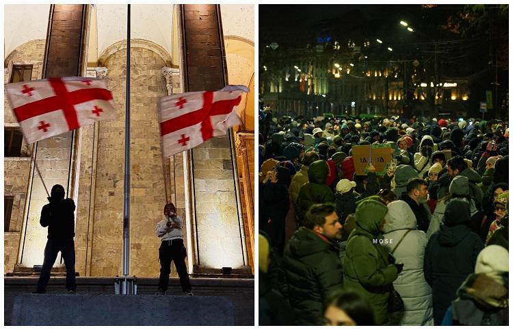უწყვეტი პროტესტის 76-ე დღე - პარლამენტთან საპროტესტო აქცია განახლდა: რუსთაველის გამზირი გადაკეტილია (ფოტო)