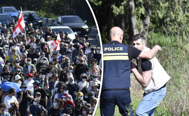 საპროტესტო მსვლელობის მონაწილეებმა აღმაშენებლის ხეივანზე გადაინაცვლეს - პოლიციამ მათ გზის გადაკეტვის უფლება არ მისცა (ფოტოები)