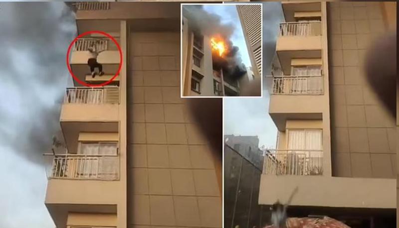 "სასწაულებრივი გაქცევა" - ქალი მეხუთე სართულიდან გადახტა, რათა ხანძრისგან თავი დაეღწია და გადარჩა (ფოტოები)