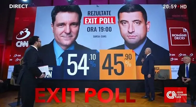 ეგზიტპოლის თანახმად, რუმინეთის საპრეზიდენტო არჩევნების მეორე ტურში ცენტრისტი ნიკუსორ დენი ლიდერობს