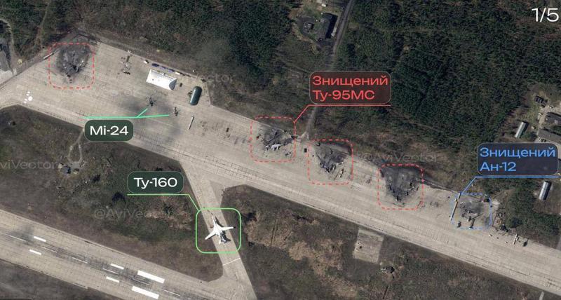 ვრცელდება სატელიტური ფოტოები, რომელიც "ობობის ქსელის" შედეგებს ასახავს - პუტინის განადგურებული ბომბდამშენები და დაცარიელებული ავიაბაზები